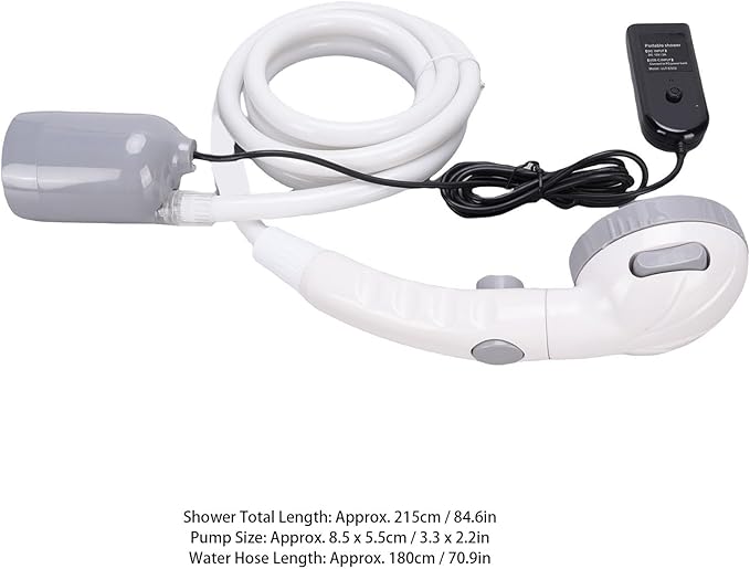 Pssopp Portable Camping Shower USB Powered Rechargeable Outdoor Shower Pump for Camping Hiking Pet Cleaning Car Washing