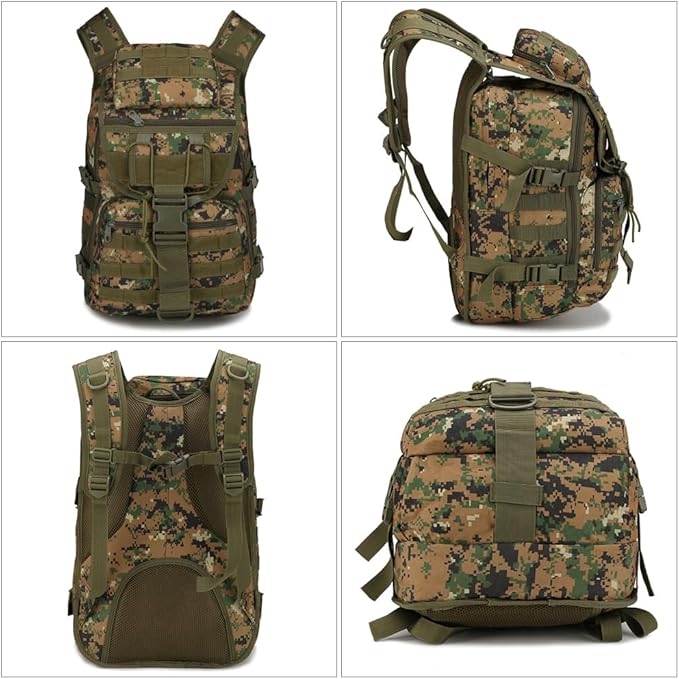 Outdoor Tactical Backpack Military Molle Bag Hiking Daypacks for Camping Trekking Hunting Traveling Motorcycle (Jungle Digital)