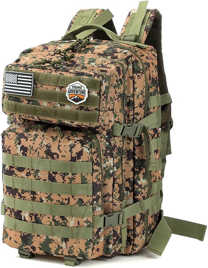 Prime Adventure 45L Outdoor Molle Backpack – Modular Military Tactical Gear Pack for Hiking Camping &amp Travel