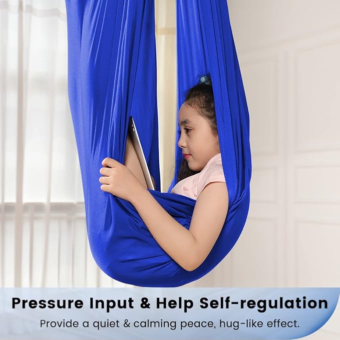 Sensory Swing for Kids with Special Needs Indoor with 360° Swivel Hanger for Calming &amp Relaxing Sensory Swing Indoor Kids Adjustable Hammock Great for ADHDAutism Therapy Swings for Sensory Indo