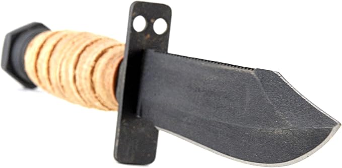 Ontario Knife Company 499 Air Force Survival Knife 5 Sawback Blade with False Top Edge and Blood Grooves Natural Leather Handle and Sheath - 6150 (Color May Vary)Black