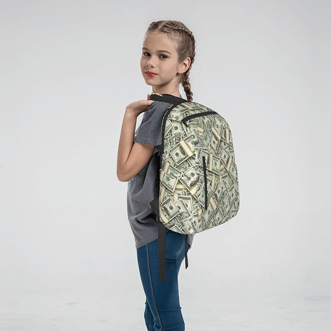 Lightweight Casual Laptop Backpack for Men and Women money american bill dollar Bookbag for College
