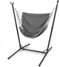 Tangkula Adjustable Hammock Chair with Stand Sturdy Swing Chair with 6 Adjustable Positions Storage Pocket Metal Frame Heavy-Duty Hammock for Indoor &amp Outdoor Use (Grey)
