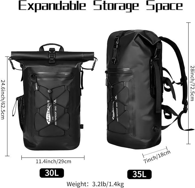 65L Waterproof Duffel Bag and 35L Heavy Duty Waterproof Backpack - Roll-Top Floating Dry Bag Backpack for Kayaking Rafting Boating