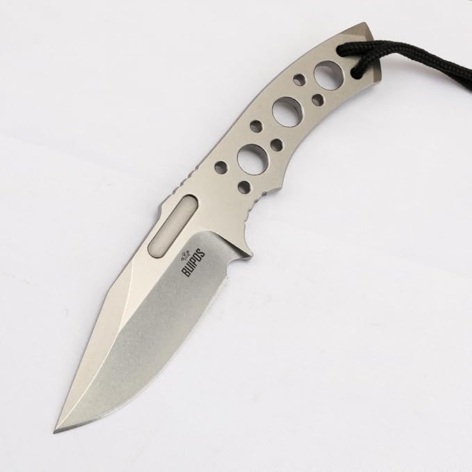 BD05 Fixed Blade Knife 14c28n Steel Blade All-in-one handle full handle EDC tool straight knife for work camping hunting (One-piece steel white)