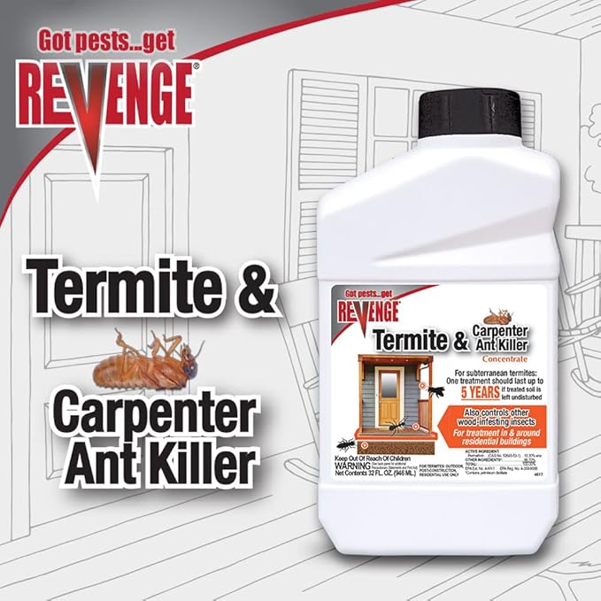 Revenge Termite &amp Carpenter Ant Killer 32 oz Concentrate Long Lasting 5 Year Protection Outdoor Perimeter Treatment