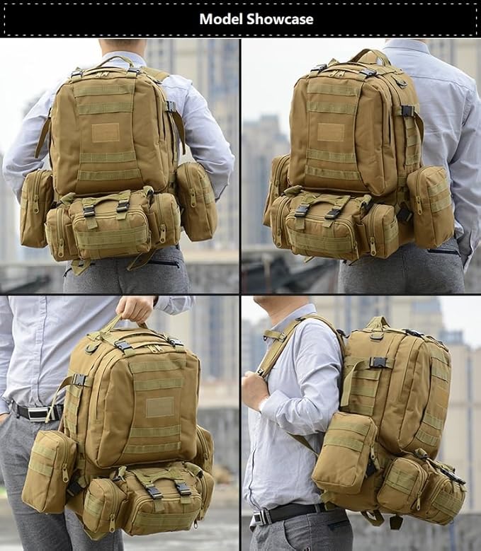 Tactical Backpack Military Molle Hiking 55L Outdoor mountaineering camping trip camouflage tactical all-terrain camouflage