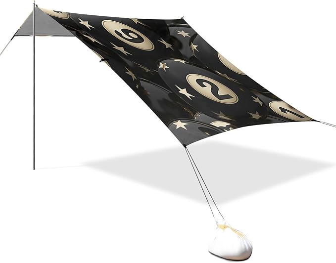 ALAZA Billiard and Gloden Star Seamless Beach Tent Sun Shelter Portable Canopy Sunshade for Outdoor Camping Picnics Backyard Fun 10x9 ft