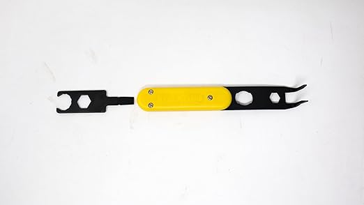 Rack-A-Tiers Solar Serpent - 5-in-1 Multipurpose Solar Connector Tool for MC4 T4 PV4 PV4-S and Amphenol H4 Universal Solar Panel Tool Built-in ¼” and ⅜” Wrench Flat-Head Screwdriver (#30200)