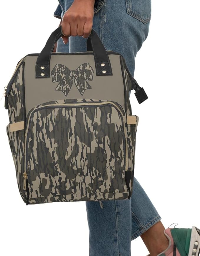 Tree Camo Bow Backpack/Old School Camo Diaper bag/Girl Diaper Bag/Country Girl Bag