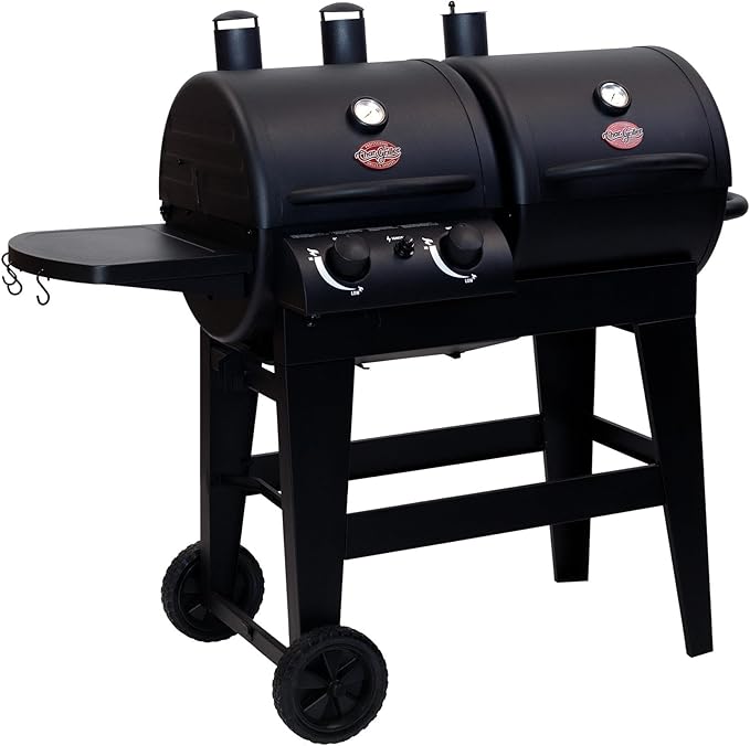 Char-Griller® Dual-Function 2-Burner 24000 BTU Propane Gas and Charcoal Combination Grill and Smoker with 870 Cooking Square Inches in Black Model E5030