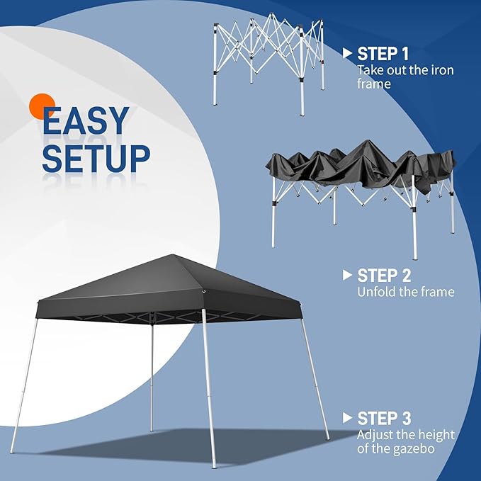 10' X 10' Beach Tent Sun Shelter Beach Canopy Foldable Adjustable Outdoor Waterproof Sun Protection Shelter with Slant Legs Backpack Portable Shelter for Camping Party Yard and Beach Events