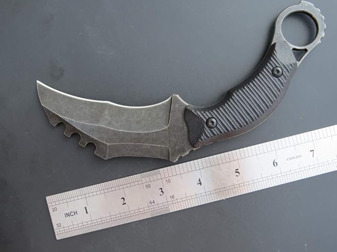 Ccanku C1109 Fixed Blade Knife D2 Steel + G10 Handle EDC Tool with K Sheath for Outdoor Camping Hiking - Black