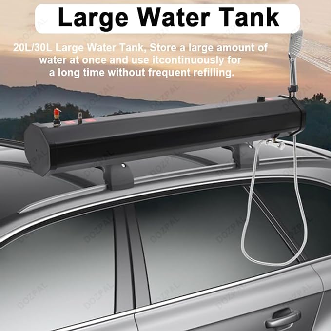 20L/30L Pressurized Water Tank for Camping Shower Roof-Rack Shower for Off-Road Vehicles Pick-up Trucks SUV Solar Car Shower Water Tank for Outdoor Activities Water Supply20L