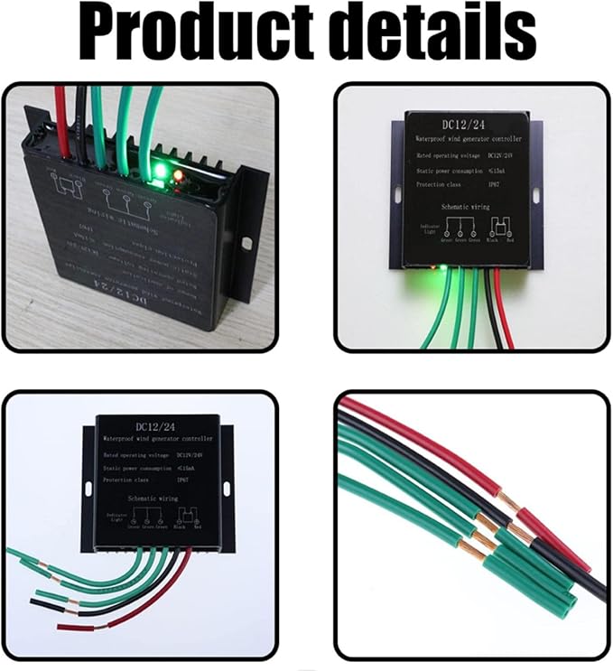 12000W Wind Turbine Charge Controller 12V 24V 48V MPPT Charger Controller IP67 Waterproof DC MPPT Charge Controller for DC Wind Turbines(Black)