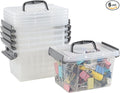 3.5 Quart Small Clear Latching Boxes with Handle Tiny Plastic Storage Bins with Lid 6 Packs