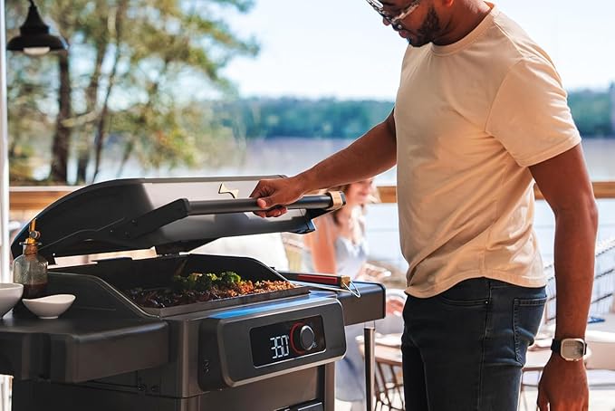 Current® Model G Griddle Smart Electric Outdoor Flat Top BBQ Grill with 200°F to 600°F Range for Searing &amp Roasting Digital Precision Apartment-Friendly &amp Weather-Resistant Moon Dust