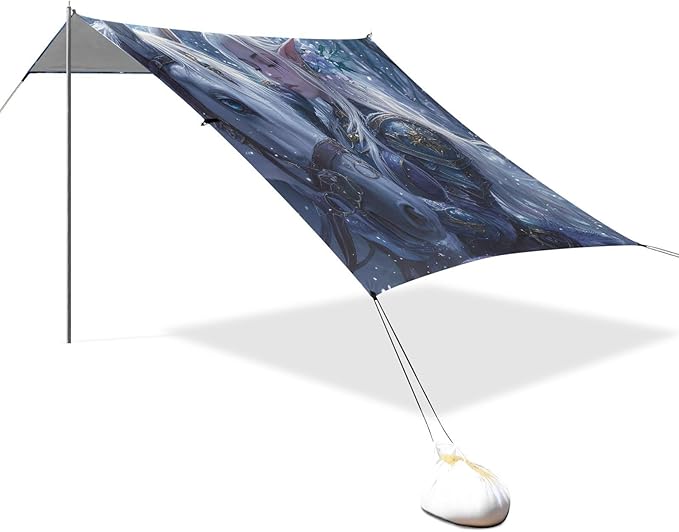 Archers Game Anime Girl Beach Canopy UPF50+ Protection Lightweight Large Portable Sun Shelter with Sand Shovel for Backyard and Camping
