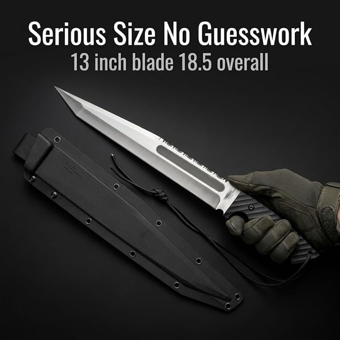 BATTLBOX BattlBolt Fixed Blade Outdoor Survival Knife Doug Marcaida Design 13in D2 Steel Blade FRN Handle Kydex Sheath - Bushcraft Camping Field Use