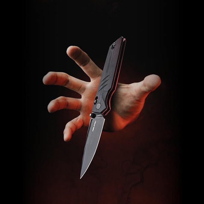 REALSTEEL SACRA Tac Pocket Knife Folding Knife Crossbar Lock 3.31 Böhler K110 Steel Blade Thumb Stud G10/Micarta Handle 2.58oz Deep-carry Pocket Clip EDC Outdoor Indoor Gifts for Men Women C