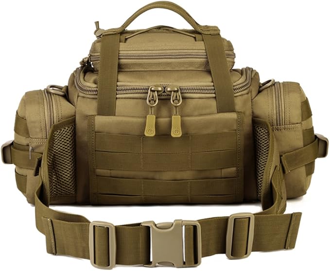 Huntvp Tactical Assault Gear Sling Pack Hiking Waist Fanny Pack Bag Shoulder Backpack EDC Camera Bag MOLLE Utility Carry Bag Heavy Duty with Shoulder Strap