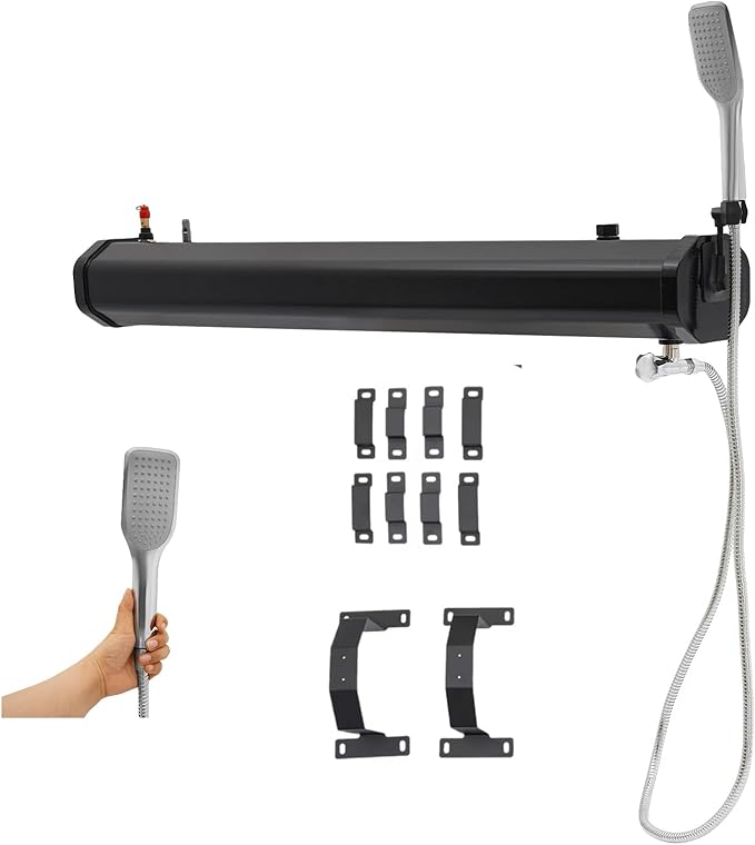 Pressurized Water Tank for Camping ShowerPortable Camping Showerhead Handheld with Storage Bag Roof Rack Shower for Hiking Car wash Pet Cleaning Beach Vacations