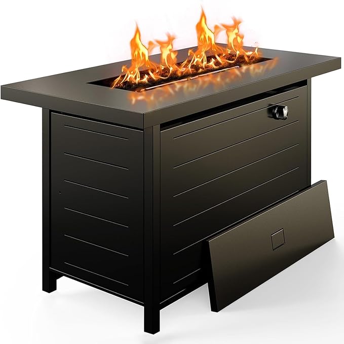 Ciays 42-Inch Gas Fire Pit Table 60000 BTU Propane Fire Pit with Steel Lid &amp Lava Rock – 2 in 1 Fire Pit Table CSA-Listed Adds Warmth to Gatherings &amp Parties on Patio Deck &amp Garden B