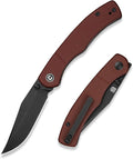 CIVIVI Clingman EDC Pocket Folding Knife with Titanium Reversible Clip 2.99 Nitro-V Blade G10 Handle Liner Lock Knife Gift for Men Women C23065-2 (Burgundy)