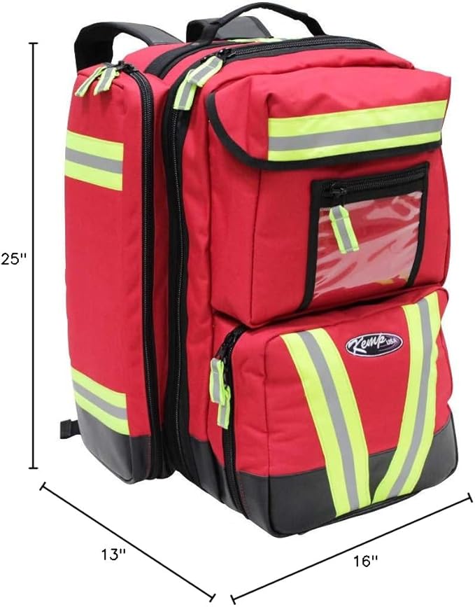 Kemp USA Ultimate EMS Backpack EMT Emergency Medical Bag with Oxygen Cylinder Strap Heavy Duty Multi Pocket Search and Rescue Medic Pack Professional 8 Lbs Field Ready Design