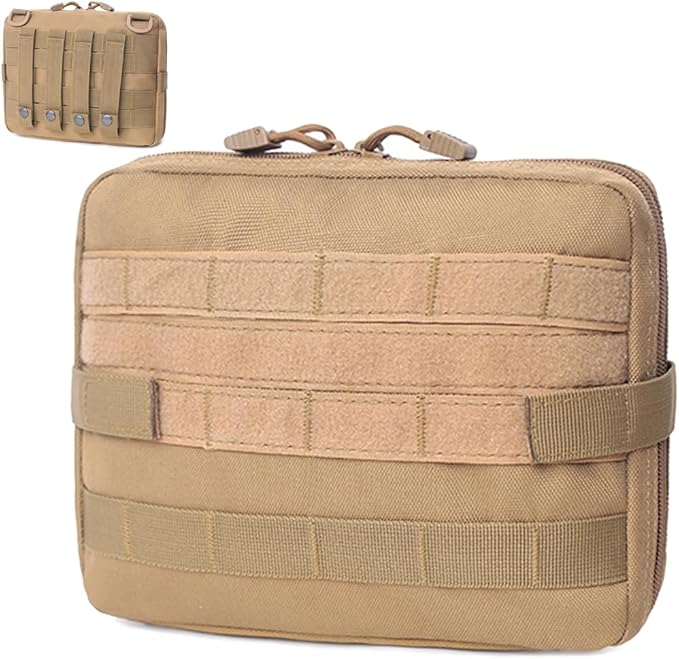 Outdoor Military Molle Tactical Medical First Aid PouchMultifunction EDC Tools Emergency Phone Holder Case Carrier Sundry Bag (Tan)
