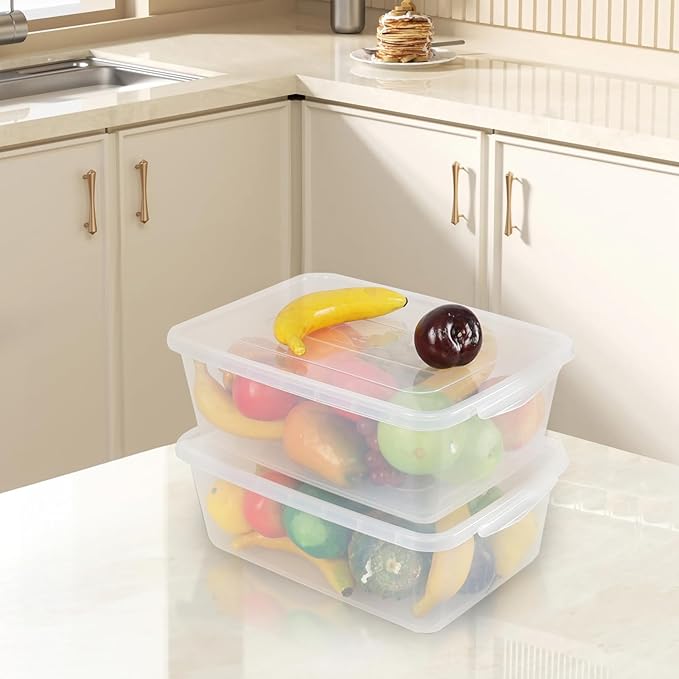 Farmoon 14 Quart Clear Storage Bin Plastic Latch Containers/Boxes with Lid 4 Packs