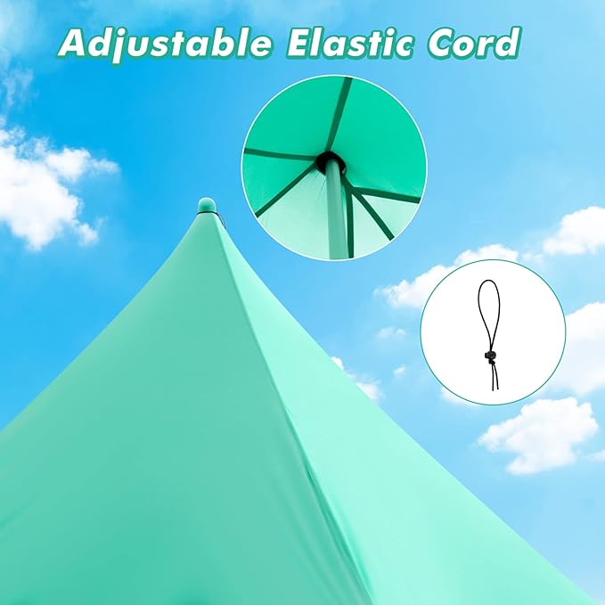 HAPPYGRILL Beach Canopy Sun Shelter with Aluminum Pole 20 FT x 20 FT UPF 50+ Pop Up Tent with Sandbag Tent Pegs Sand Shovel Carry Bag Portable Outdoor Sunshade for Camping Sport Events Picnic
