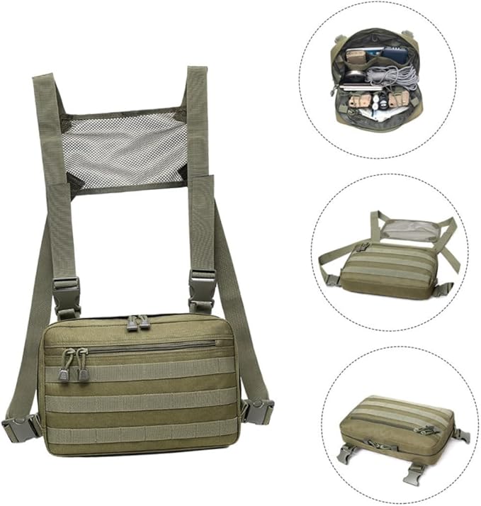 LIFKOME Adjustable Shoulder Bag for Men Nylon Camping Chest Bag Capacity for Hiking Hunting