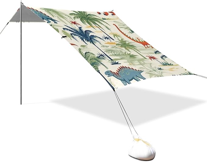 ALAZA Dinosaurs Dinos Palms Beach Tent Sun Shelter Portable Canopy Sunshade for Outdoor Camping Picnics Backyard Fun 10x9 ft
