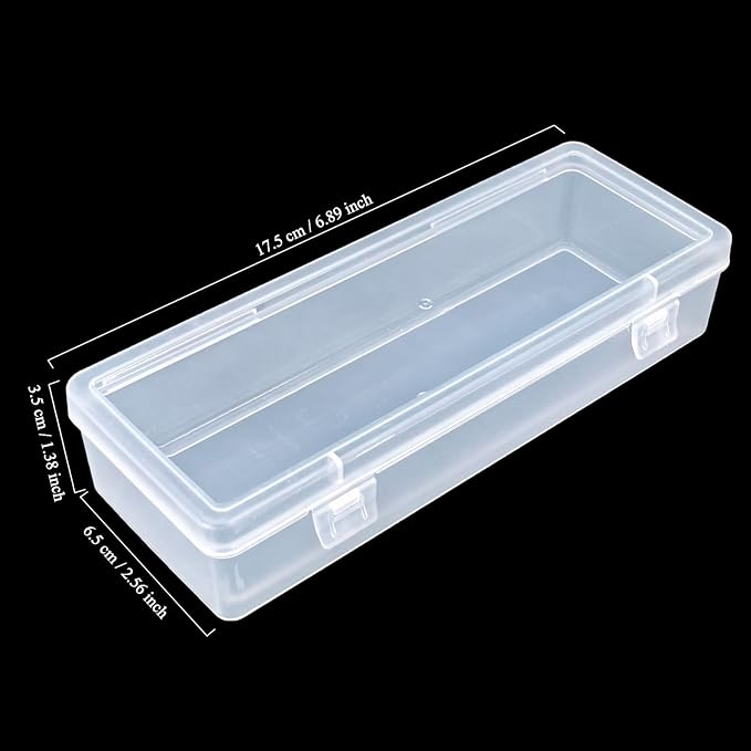 8 Pack Rectangular Clear Plastic Storage Containers Box with Hinged Lid for Beads and Other Small Craft Items (6.89 x 2.56 x 1.38 inch)