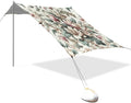Retro Magnolia Flowers Beach Tent Sun Shelter Set UPF50+ UV Protection 10.5 x 9.19 FT Camping Shade Canopy with Sandbags Sand Anchors Carrying Bag and Others