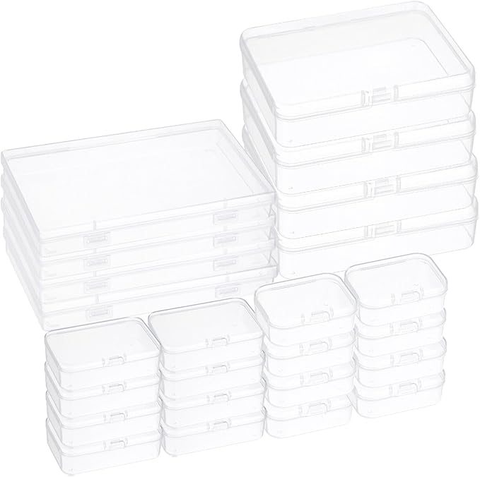 Home and Garden Parts Mixed Sizes Clear Storage Box with Hinged Lid 24Pack Organizer Container #CN/251024/18324