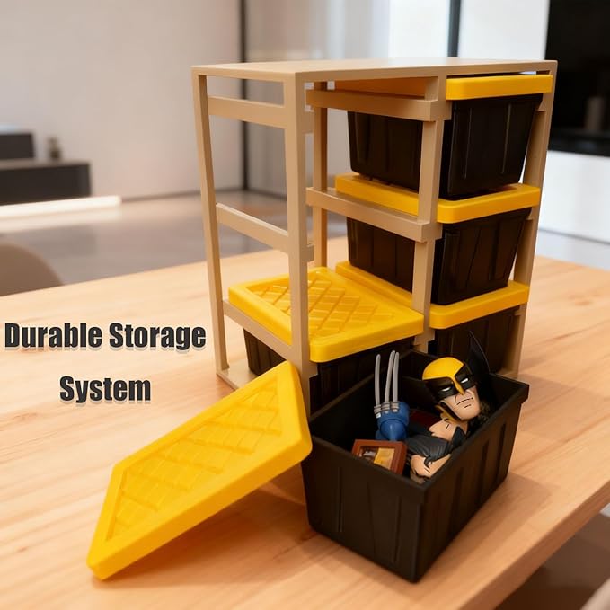3D Printed Mini Storage Racks and Yellow Storage Boxes Stackable Small Parts Organizer Small Storage Bins with Lids for Screws Tools And Craft Supplies Ideal Gift for Aldult (2 * 3)