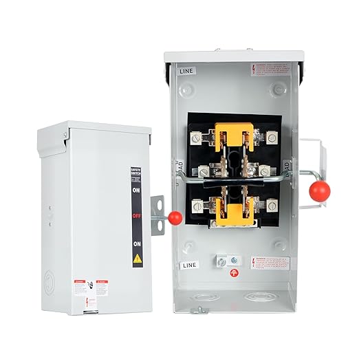 100A Generator Transfer Switch 12000/24000/45000W General-Duty Double-Throw Safety Switch 120/240/450V Manual Transfer Switch with Arc Extinguishing Cover NEMA 3R Standards for Indoor/Outdoor Use