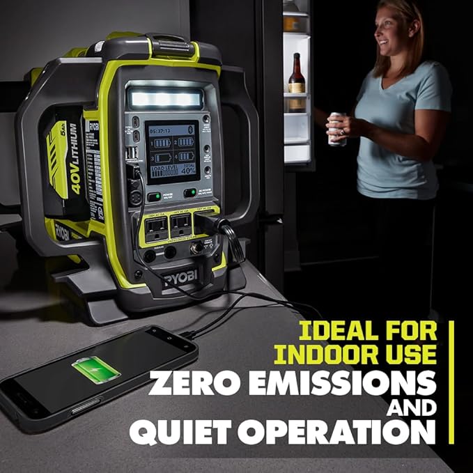 RYOBI 40V 1800-Watt Portable Battery Power Station Inverter Generator (Tool ONLY- Batteries NOT Included)