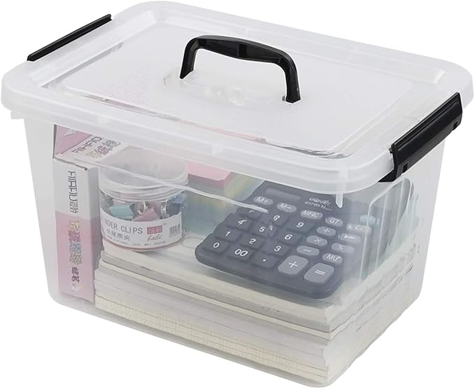 1-Pack Plastic Storage Box Clear Latch Box with Handle and Lid 10 L