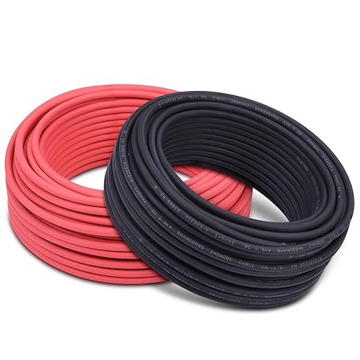 10 Gauge Wire - iGreely Solar Panel Wire 100Ft Black &amp 100Ft Red 10AWG(6mm²) Tinned Copper UV Resistant Cable for Solar Panel MPPT Controller Boat Marine Automotive RV Outdoor