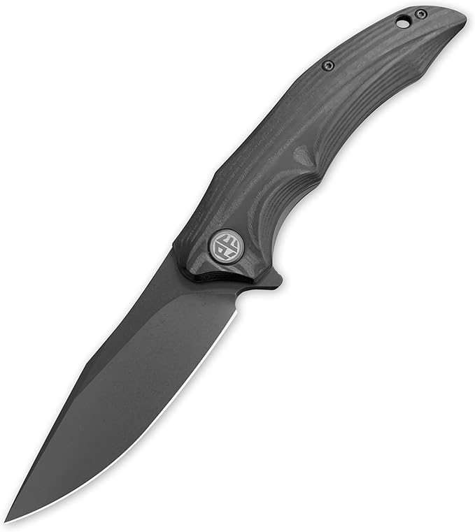 Petrified fish PFP10 Hairtail Folding Knife 3.54 K110 Stonewashed Blade 5.25oz Carbon Fiber Handle Pocket Folding knife for EDC Camping Outdoor(Carbon Fiber Gray Stonewashed)