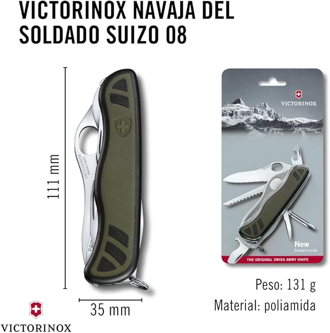 Victorinox Swiss Soldier Knife 08 10 Functions Olive/Black