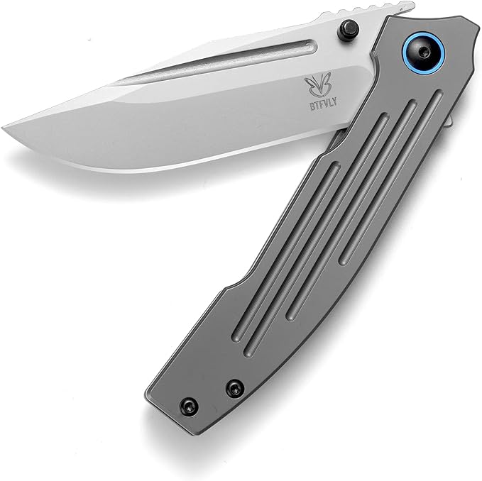 Tactical Folding Knife - 8.7in Overall Length 3.7in D2 Steel Blade Full Steel Handle EDC Pocket Knife for Camping Survival &amp Daily Carry