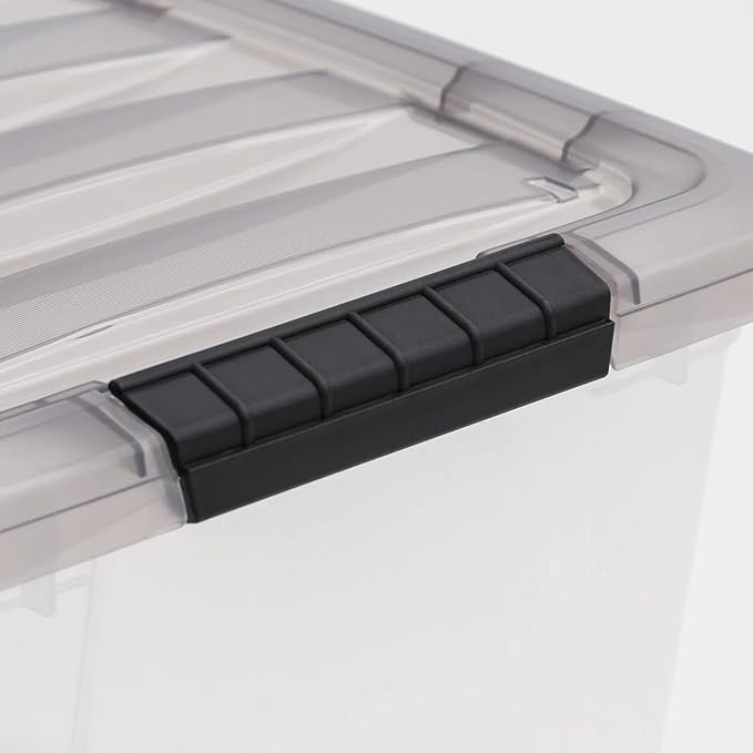 Clear Plastic Storage Bins with Lids Stackable Organizer Boxes for Closet Bedroom and Office (49.1 qt)