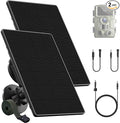 Trail Camera Solar Panel6W Solar Battery Charger Kit 6V/2A 9V/1.5A 12V/1A with 6000mAh Battery for Hunting CameraIP65 Waterproof Hunting Accessory1.7/2.1/1.35mm DC Connectors for Trail Cam (2 Pack)