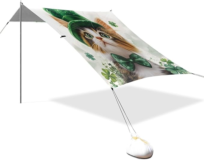 ALAZA St Patricks Cat Beach Tent Sun Shelter Portable Canopy Sunshade for Outdoor Camping Picnics Backyard Fun 10x9 ft