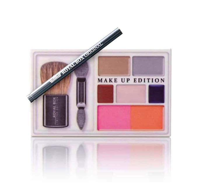 Original Royal Box White Make-Up Compact 8 Compartment Snuff Wallet Box with Built in 3 Metal Alloy Straw