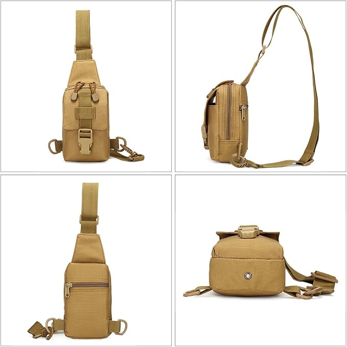 EDC Shoulder Bag Chest Pack Single Shoulder Messenger Tactical Military Bag Sport Backpack Hiking Daypack Men Women (ACU)